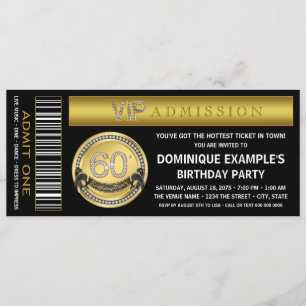 Convite Bilhete Dourado Aniversário de 60 anos