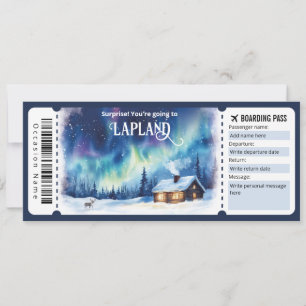 Convite Bilhete Editável para o Lapland Plane, Viagem para