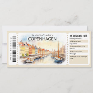 Convite Bilhete editável para o Plano de Copenhague, Dinam