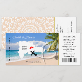 Convite Bilhete Embarque Pass Casamento Destino Dominicano