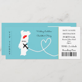Convite Bilhete Embarque Pass Casamento Destino Portugal