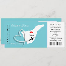 Bilhete Embarque Pass Casamento Destino Tenerife