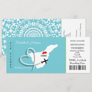 Convite Bilhete Embarque Pass Casamento Destino Tenerife