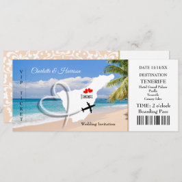 Convite Bilhete Embarque Pass Casamento Destino Tenerife