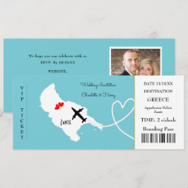 Convite Bilhete Embarque Pass Casamento Destino Zante