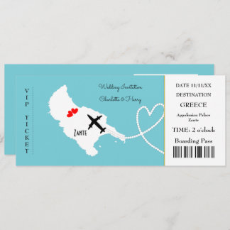 Convite Bilhete Embarque Pass Casamento Destino Zante