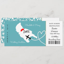 Convite Bilhete Embarque Pass Casamento Destino Zante