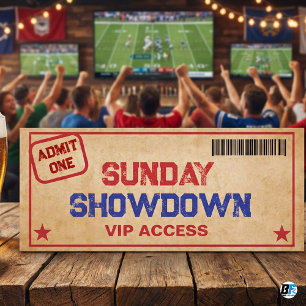Convite Bilhete para a Festa de Futebol VIP do Sunday Show