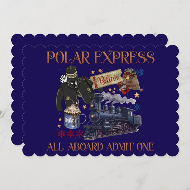 Convite Bilhete Personalizado para o Polar Express (Frente/Verso)