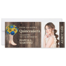 Bilhete Russo de Rosa de Girassol Azul Quinceañera