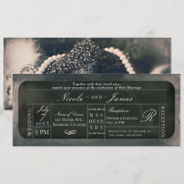 Convite Bilhete VIP de Casamento Brilho Prata Branco