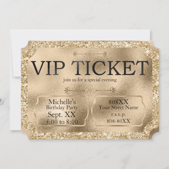 Convite BILHETE VIP Dourado Evento Especial (Frente)