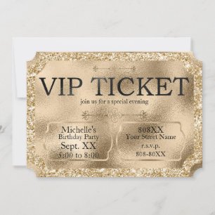 Convite BILHETE VIP Dourado Evento Especial