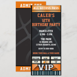 Convite Bilhete VIP para Festa de Aniversário de Basquete