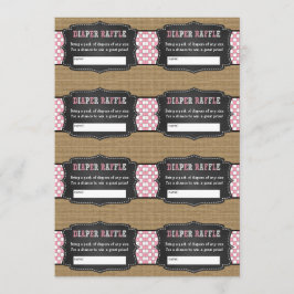 Convite Bilhetes cor-de-rosa para a fralda do Baby Q, chur