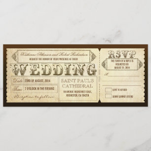 Convite Bilhetes de Casamento Antigos com RSVP