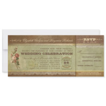 Bilhetes de casamento vintage russos com RSVP