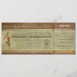 Convite Bilhetes de casamento vintage russos com RSVP