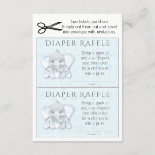 Convite Bilhetes de Rifa de Fraldas de Elefante Menino