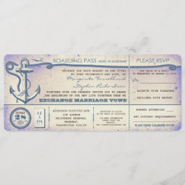 Convite bilhetes de vintage de embarque de casamento com R