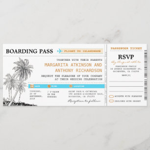 Convite bilhetes do casamento da passagem de embarque com