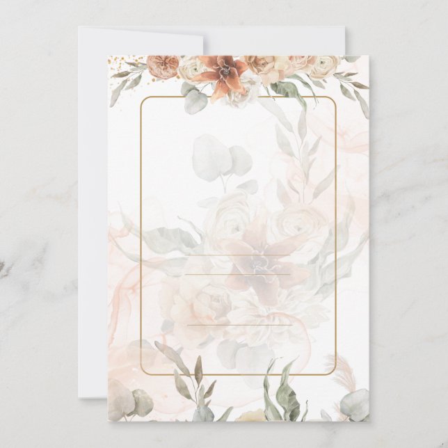 Convite Bilíngue Invitación de Boda Boho Modelo (Frente)