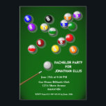 Convite Billiards Bachelor Party<br><div class="desc">Um convite perfeito para ajustado de qualquer festa de bilhar. O cartão é fácil de personalizar com seu texto, fonte, cor da fonte, opções de forma de papel e escolha de seis tipos de papel. Não exatamente o que você está procurando? todos os nossos produtos podem ser personalizados para atender...</div>