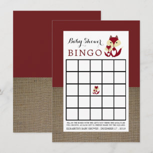 Convite Bingo Chá de fraldas Red Fox Burlap