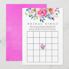 Convite Bingo Chá de panela Floral de Aquarela Rosa-Quente