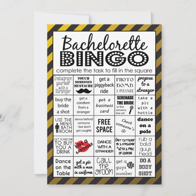 Convite Bingo da Bachelorette Dourada, Jogo da Festa, Desa (Frente)
