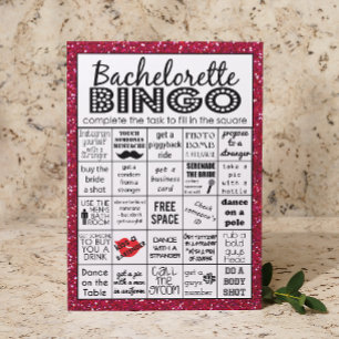 Convite Bingo de Bachelorette Vermelha, Jogo da Festa, Des