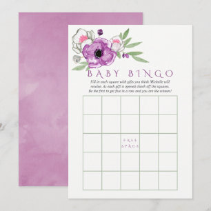 Convite Bingo de Bebê Chuvinha de Bebê Violeta Floral e Sa