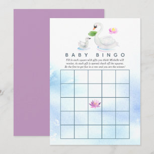 Convite Bingo de Chá de Bebê em Aquarela de Cisne