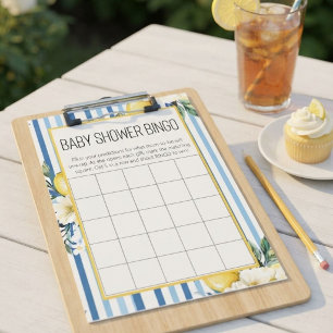 Convite Bingo de Chá de Bebê Limão Azul da Mamãe Querida