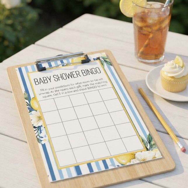 Convite Bingo de Chá de Bebê Limão Azul da Mamãe Querida (Criador carregado)