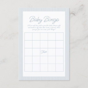 Convite Bingo de chá de bebê listrado de azul e branco see