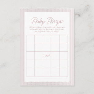 Convite Bingo de chá de bebê listrado de rosa e branco see