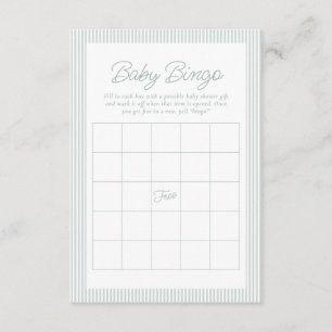 Convite Bingo de chá de bebê listrado de verde e branco se