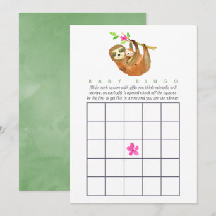 Convite Bingo de Chá de Bebê temático Preguiça aquarela Fo