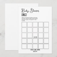 Bingo de Chá de fraldas Minimalista