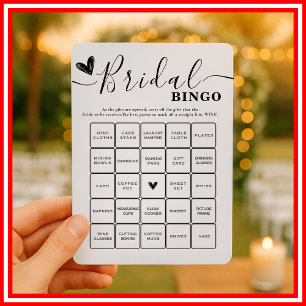 Convite Bingo de Chá de Noiva com Caligrafia Elegante