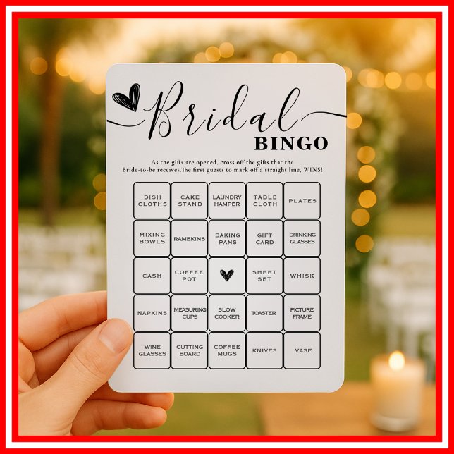 Convite Bingo de Chá de Noiva com Caligrafia Elegante (Criador carregado)