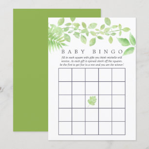 Convite Bingo de Chuvá de Bebê em Aquarela Verde