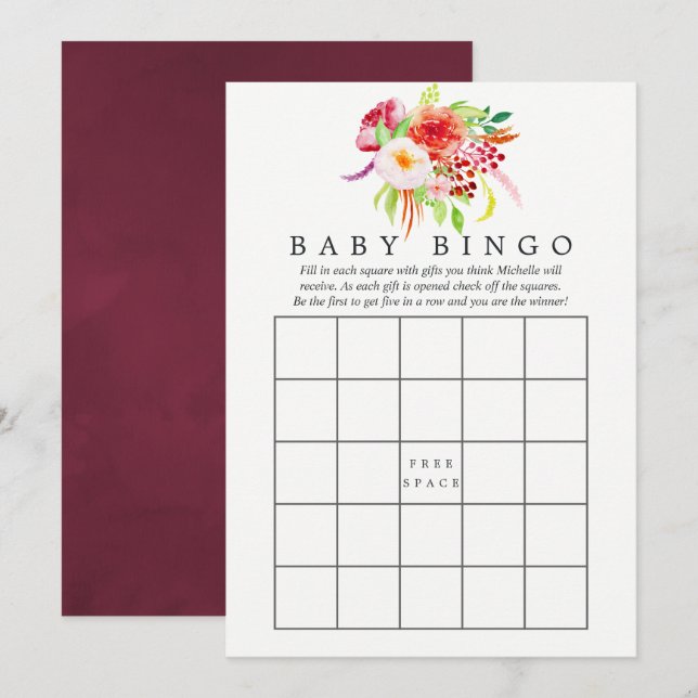 Convite Bingo de Chuveirinho de Bebê Charme Rústico Chic V (Frente/Verso)