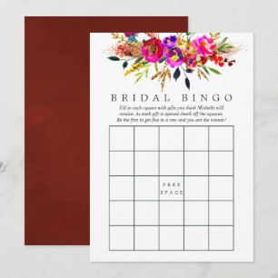 Convite Bingo de Chuveiro de Noiva com Florais em Aquarela