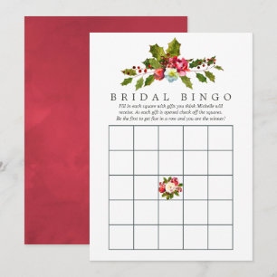 Convite Bingo de Chuveiro de Noiva Floral Holly Natal