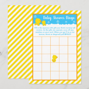 Convite Bingo de Chuvinha de Bebê Amarelo e Azul