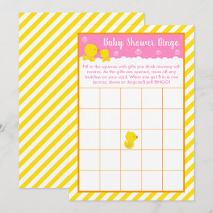 Convite Bingo de Chuvinha de Bebê Amarelo e Rosa