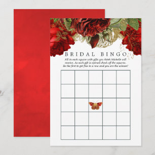 Convite Bingo de Noiva Vintage em Vermelho Borgonha e Dour