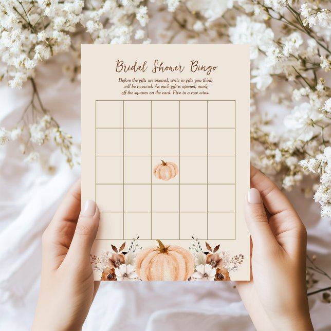 Convite Bingo Fall Pumpkin Bridal Shower Game Card (Criador carregado)